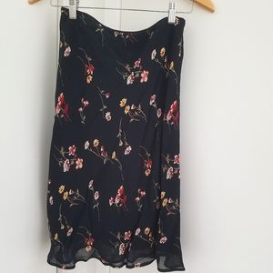 Spring navy floral over the knees skirt